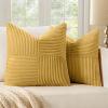 MIULEE Christmas White Corduroy Pillow Covers Pack of 2 Boho Decorative Spliced Throw Pillow Covers Soft Couch Pillowcases Cross Patchwork Textured Cushion Covers for Living Room Bed Sofa 18×18 inch(Golden Mustard)