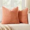 MIULEE Christmas White Corduroy Pillow Covers Pack of 2 Boho Decorative Spliced Throw Pillow Covers Soft Couch Pillowcases Cross Patchwork Textured Cushion Covers for Living Room Bed Sofa 18×18 inch(Coral Red)