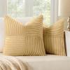 MIULEE Christmas White Corduroy Pillow Covers Pack of 2 Boho Decorative Spliced Throw Pillow Covers Soft Couch Pillowcases Cross Patchwork Textured Cushion Covers for Living Room Bed Sofa 18×18 inch(Khaki)