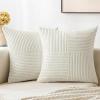 MIULEE Christmas White Corduroy Pillow Covers Pack of 2 Boho Decorative Spliced Throw Pillow Covers Soft Couch Pillowcases Cross Patchwork Textured Cushion Covers for Living Room Bed Sofa 18×18 inch(White)