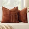 MIULEE Christmas White Corduroy Pillow Covers Pack of 2 Boho Decorative Spliced Throw Pillow Covers Soft Couch Pillowcases Cross Patchwork Textured Cushion Covers for Living Room Bed Sofa 18×18 inch(Dark Rust)