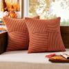 MIULEE Christmas White Corduroy Pillow Covers Pack of 2 Boho Decorative Spliced Throw Pillow Covers Soft Couch Pillowcases Cross Patchwork Textured Cushion Covers for Living Room Bed Sofa 18×18 inch(Rust)