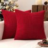 MIULEE Christmas White Corduroy Pillow Covers Pack of 2 Boho Decorative Spliced Throw Pillow Covers Soft Couch Pillowcases Cross Patchwork Textured Cushion Covers for Living Room Bed Sofa 18×18 inch(Red)