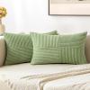 MIULEE Christmas White Corduroy Pillow Covers Pack of 2 Boho Decorative Spliced Throw Pillow Covers Soft Couch Pillowcases Cross Patchwork Textured Cushion Covers for Living Room Bed Sofa 18×18 inch(Sage Green)
