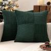MIULEE Christmas White Corduroy Pillow Covers Pack of 2 Boho Decorative Spliced Throw Pillow Covers Soft Couch Pillowcases Cross Patchwork Textured Cushion Covers for Living Room Bed Sofa 18×18 inch(Army Green)