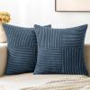 MIULEE Christmas White Corduroy Pillow Covers Pack of 2 Boho Decorative Spliced Throw Pillow Covers Soft Couch Pillowcases Cross Patchwork Textured Cushion Covers for Living Room Bed Sofa 18×18 inch(Blue)