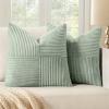 MIULEE Christmas White Corduroy Pillow Covers Pack of 2 Boho Decorative Spliced Throw Pillow Covers Soft Couch Pillowcases Cross Patchwork Textured Cushion Covers for Living Room Bed Sofa 18×18 inch(Mint)