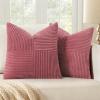 MIULEE Christmas White Corduroy Pillow Covers Pack of 2 Boho Decorative Spliced Throw Pillow Covers Soft Couch Pillowcases Cross Patchwork Textured Cushion Covers for Living Room Bed Sofa 18×18 inch(Cranberry Red)
