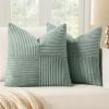 MIULEE Christmas White Corduroy Pillow Covers Pack of 2 Boho Decorative Spliced Throw Pillow Covers Soft Couch Pillowcases Cross Patchwork Textured Cushion Covers for Living Room Bed Sofa 18×18 inch(Greyish Green)