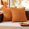 MIULEE Christmas White Corduroy Pillow Covers Pack of 2 Boho Decorative Spliced Throw Pillow Covers Soft Couch Pillowcases Cross Patchwork Textured Cushion Covers for Living Room Bed Sofa 18×18 inch(Burnt Orange)