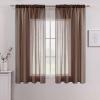 MIULEE Dark Green Sheer Curtains 36 inch Length 2 Panels Kitchen Window Curtains Over Sink, Christmas Short Small Tiers for Bathroom Cafe Linen Textured Light Filtering Half Curtain Rod Pocket Decor(Chocolate Brown)