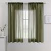 MIULEE Dark Green Sheer Curtains 36 inch Length 2 Panels Kitchen Window Curtains Over Sink, Christmas Short Small Tiers for Bathroom Cafe Linen Textured Light Filtering Half Curtain Rod Pocket Decor(Olive Green)