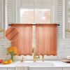 MIULEE Dark Green Sheer Curtains 36 inch Length 2 Panels Kitchen Window Curtains Over Sink, Christmas Short Small Tiers for Bathroom Cafe Linen Textured Light Filtering Half Curtain Rod Pocket Decor(Burnt Orange)