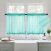 MIULEE Dark Green Sheer Curtains 36 inch Length 2 Panels Kitchen Window Curtains Over Sink, Christmas Short Small Tiers for Bathroom Cafe Linen Textured Light Filtering Half Curtain Rod Pocket Decor(Turquoise)