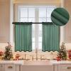 MIULEE Dark Green Sheer Curtains 36 inch Length 2 Panels Kitchen Window Curtains Over Sink, Christmas Short Small Tiers for Bathroom Cafe Linen Textured Light Filtering Half Curtain Rod Pocket Decor(Dark Green)