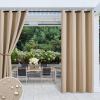 MIULEE Deck Curtains for Outdoor Room Darkening Waterproof Grommet Top Energy Saving Blackout Drapery 52 Inches x 84 Inches Beige 1 Piece