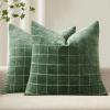 MIULEE Decorative Chenille Check Throw Pillow Covers Vintage Plaid Couch Pillows 18×18 Inch Set of 2 Neutral Boho Farmhouse Cushion Covers Modern Home Decor for Sofa Bed Living Room Brown(Moss Green)