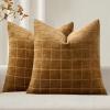 MIULEE Decorative Chenille Check Throw Pillow Covers Vintage Plaid Couch Pillows 18×18 Inch Set of 2 Neutral Boho Farmhouse Cushion Covers Modern Home Decor for Sofa Bed Living Room Brown(Brown Sugar)