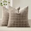 MIULEE Decorative Chenille Check Throw Pillow Covers Vintage Plaid Couch Pillows 18×18 Inch Set of 2 Neutral Boho Farmhouse Cushion Covers Modern Home Decor for Sofa Bed Living Room Brown(Taupe Grey)