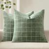 MIULEE Decorative Chenille Check Throw Pillow Covers Vintage Plaid Couch Pillows 18×18 Inch Set of 2 Neutral Boho Farmhouse Cushion Covers Modern Home Decor for Sofa Bed Living Room Brown(Sage)
