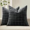 MIULEE Decorative Chenille Check Throw Pillow Covers Vintage Plaid Couch Pillows 18×18 Inch Set of 2 Neutral Boho Farmhouse Cushion Covers Modern Home Decor for Sofa Bed Living Room Brown(Black)