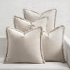MIULEE Decorative Couch Pillow Covers Neutral Linen Fringe Throw Pillows Set of 4 Soft Rustic Cushions Boho Farmhouse Pillowcases for Bed Sofa Living Room Home Decor 18×18 Inch Beige/Brown/Green(Neutral Beige)