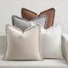 MIULEE Decorative Couch Pillow Covers Neutral Linen Fringe Throw Pillows Set of 4 Soft Rustic Cushions Boho Farmhouse Pillowcases for Bed Sofa Living Room Home Decor 18×18 Inch Beige/Brown/Green(Neutral)