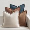 MIULEE Decorative Couch Pillow Covers Neutral Linen Fringe Throw Pillows Set of 4 Soft Rustic Cushions Boho Farmhouse Pillowcases for Bed Sofa Living Room Home Decor 18×18 Inch Beige/Brown/Green(Blue Brown)