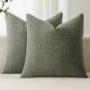 MIULEE Decorative Linen Check Throw Pillow Covers Neutral Farmhouse Vintage Christmas Pillow Covers 20×20 Set of 2 Boho Modern Home Decor for Sofa Couch Bedroom Cushion Dark Olive Green(Olive Green)