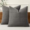 MIULEE Decorative Linen Check Throw Pillow Covers Neutral Farmhouse Vintage Christmas Pillow Covers 20×20 Set of 2 Boho Modern Home Decor for Sofa Couch Bedroom Cushion Dark Olive Green(Charcoal Gray)