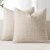 MIULEE Decorative Linen Check Throw Pillow Covers Neutral Farmhouse Vintage Christmas Pillow Covers 20×20 Set of 2 Boho Modern Home Decor for Sofa Couch Bedroom Cushion Dark Olive Green(Natural Beige)