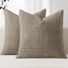 MIULEE Decorative Linen Check Throw Pillow Covers Neutral Farmhouse Vintage Christmas Pillow Covers 20×20 Set of 2 Boho Modern Home Decor for Sofa Couch Bedroom Cushion Dark Olive Green(Tan Taupe)