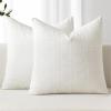 MIULEE Decorative Linen Check Throw Pillow Covers Neutral Farmhouse Vintage Christmas Pillow Covers 20×20 Set of 2 Boho Modern Home Decor for Sofa Couch Bedroom Cushion Dark Olive Green(Cream White)