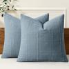 MIULEE Decorative Linen Check Throw Pillow Covers Neutral Farmhouse Vintage Christmas Pillow Covers 20×20 Set of 2 Boho Modern Home Decor for Sofa Couch Bedroom Cushion Dark Olive Green(Blue Grey)