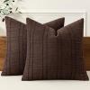 MIULEE Decorative Linen Check Throw Pillow Covers Neutral Farmhouse Vintage Christmas Pillow Covers 20×20 Set of 2 Boho Modern Home Decor for Sofa Couch Bedroom Cushion Dark Olive Green(Dark Brown)