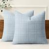 MIULEE Decorative Linen Check Throw Pillow Covers Neutral Farmhouse Vintage Christmas Pillow Covers 20×20 Set of 2 Boho Modern Home Decor for Sofa Couch Bedroom Cushion Dark Olive Green(Coastal Blue)