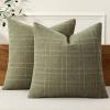MIULEE Decorative Linen Check Throw Pillow Covers Neutral Farmhouse Vintage Christmas Pillow Covers 20×20 Set of 2 Boho Modern Home Decor for Sofa Couch Bedroom Cushion Dark Olive Green(Sage Green)