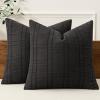 MIULEE Decorative Linen Check Throw Pillow Covers Neutral Farmhouse Vintage Christmas Pillow Covers 20×20 Set of 2 Boho Modern Home Decor for Sofa Couch Bedroom Cushion Dark Olive Green(Black)