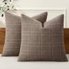 MIULEE Decorative Linen Check Throw Pillow Covers Neutral Farmhouse Vintage Christmas Pillow Covers 20×20 Set of 2 Boho Modern Home Decor for Sofa Couch Bedroom Cushion Dark Olive Green(Taupe)