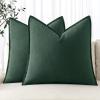 MIULEE Decorative Linen Pillow Covers 20×20 Inch Natural Beige Boho Farmhouse Neutral Christmas Couch Throw Pillows for Bed Pack of 2 Accent Modern Pillowcase Sofa Livingroom Home Decor(Dark Green)