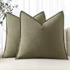 MIULEE Decorative Linen Pillow Covers 20×20 Inch Natural Beige Boho Farmhouse Neutral Christmas Couch Throw Pillows for Bed Pack of 2 Accent Modern Pillowcase Sofa Livingroom Home Decor(Light Olive Green)