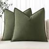 MIULEE Decorative Linen Pillow Covers 20×20 Inch Natural Beige Boho Farmhouse Neutral Christmas Couch Throw Pillows for Bed Pack of 2 Accent Modern Pillowcase Sofa Livingroom Home Decor(Dark Olive Green)
