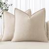 MIULEE Decorative Linen Pillow Covers 20×20 Inch Natural Beige Boho Farmhouse Neutral Christmas Couch Throw Pillows for Bed Pack of 2 Accent Modern Pillowcase Sofa Livingroom Home Decor(Natural Beige)