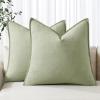 MIULEE Decorative Linen Pillow Covers 20×20 Inch Natural Beige Boho Farmhouse Neutral Christmas Couch Throw Pillows for Bed Pack of 2 Accent Modern Pillowcase Sofa Livingroom Home Decor(Light Green)