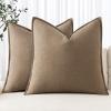 MIULEE Decorative Linen Pillow Covers 20×20 Inch Natural Beige Boho Farmhouse Neutral Christmas Couch Throw Pillows for Bed Pack of 2 Accent Modern Pillowcase Sofa Livingroom Home Decor(Khaki)