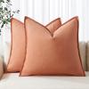 MIULEE Decorative Linen Pillow Covers 20×20 Inch Natural Beige Boho Farmhouse Neutral Christmas Couch Throw Pillows for Bed Pack of 2 Accent Modern Pillowcase Sofa Livingroom Home Decor(Coral)