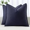MIULEE Decorative Linen Pillow Covers 20×20 Inch Natural Beige Boho Farmhouse Neutral Christmas Couch Throw Pillows for Bed Pack of 2 Accent Modern Pillowcase Sofa Livingroom Home Decor(Navy)