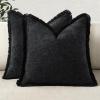 MIULEE Decorative Sage Green Throw Pillow Covers 18×18 Inch Set of 2 Soft Cozy Boho Farmhouse Couch Pillow Covers with Tassels Chenille Accent Pillowcases for Spring Sofa Bed Living Room Home Decor(Black)