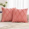 MIULEE Decorative Throw Pillow Covers Dark Grey 18×18 Inch Set of 2, Soft Plush Faux Wool Couch Cushion Covers Farmhouse Throw Pillows for Couch Bed Sofa Living Room(Coral Red)