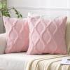 MIULEE Decorative Throw Pillow Covers Dark Grey 18×18 Inch Set of 2, Soft Plush Faux Wool Couch Cushion Covers Farmhouse Throw Pillows for Couch Bed Sofa Living Room(Light Pink)
